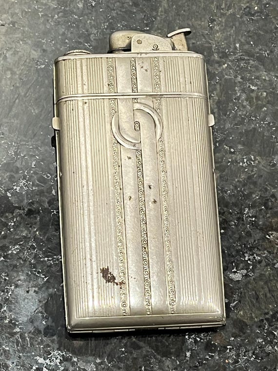 evans lighter cigarette case Vintage 1940s Art Deco Silver Plated Holder and Lot - Evans, etc., Art