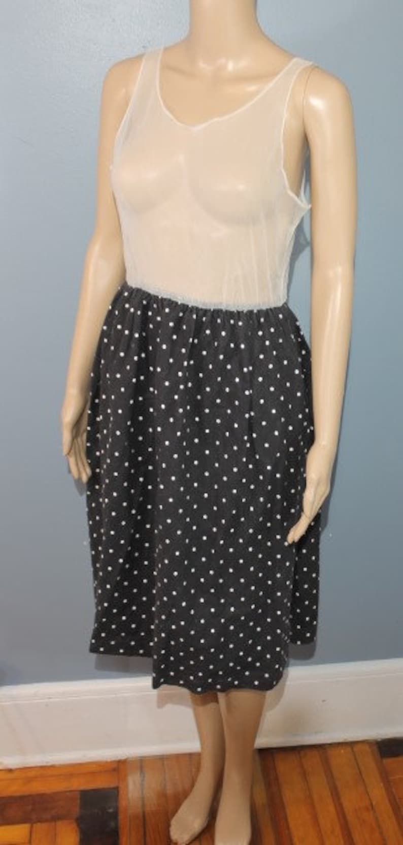 Vintage Mid-Century Modern Mary My Luv Black and White Polka Dot Two-Piece Outfit Dress and Blouse Women/'s Small Made in the USA