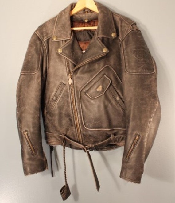 Vintage First Gear By Hein Gericke Inersport Fashions West Inc Protective Padded Armor Motorcycle Black Leather Jacket Size Medium