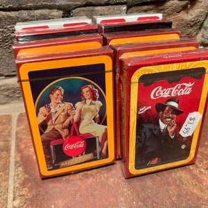 Vintage Assorted Coca-Cola Plastic Coasted Playing Cards New in Box