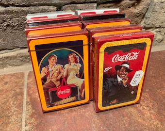 Vintage Assorted Coca-Cola Plastic Coasted Playing Cards New in Box