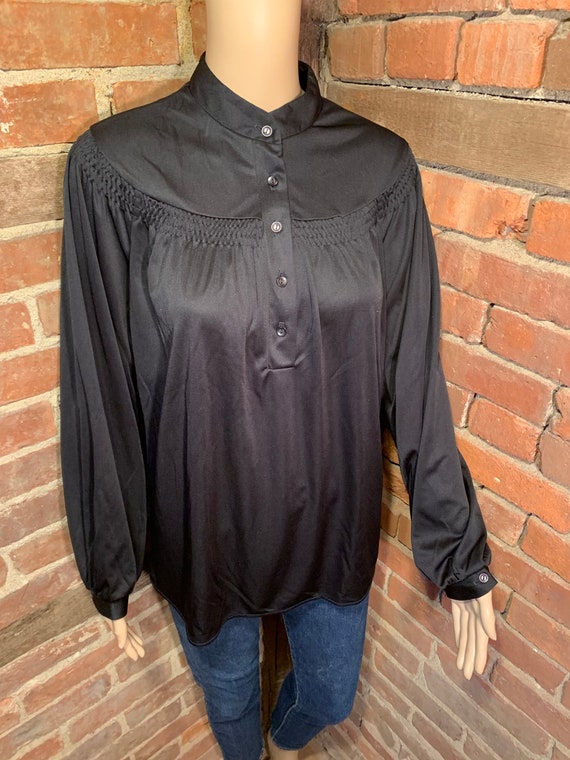 Vintage 1970s Black Polyester Long Sleeve  Band C… - image 3