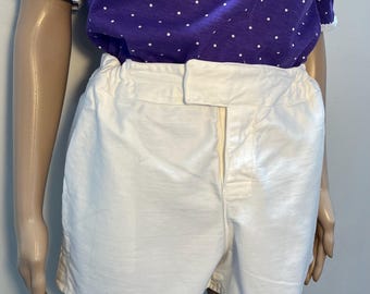 Pantalones cortos de playa vintage L.L. Bean Freeport, Maine, de algodón y lino blanco, hechos en Inglaterra.