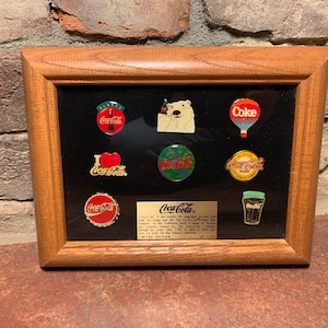 Vintage 1990s Limited Edition Coca-Cola Framed Pin Set 707 of 1,000