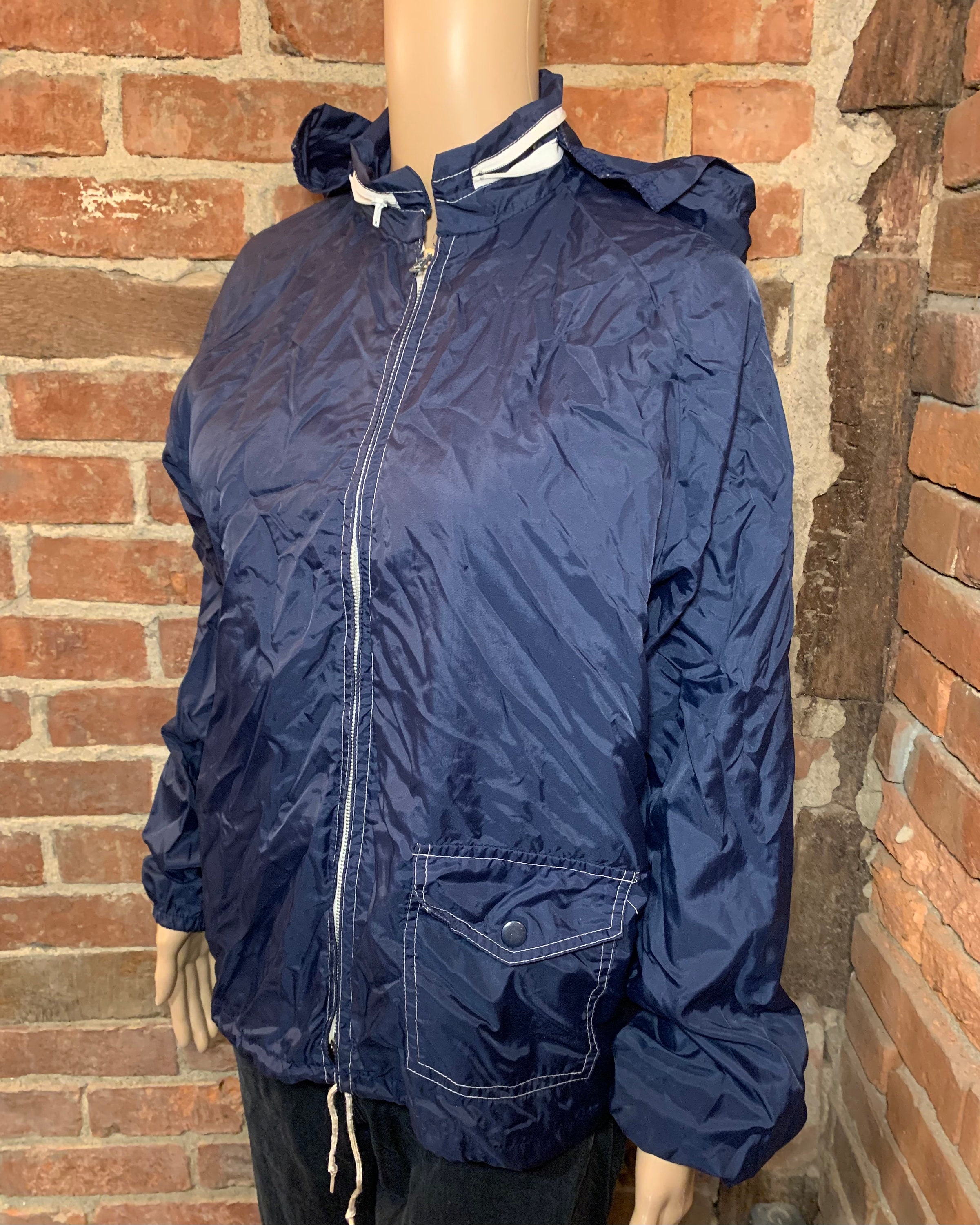 Buy Vintage 1960s-1970s Sears Navy Blue Zip up Windbreaker Track