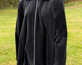 Kurtka wierzchnia w stylu Mid-Century Chivalry w stylu retro, Rzym, Nowy Jork, czarna, zapinana na zamek, z kryształkami RN 94272, rozmiar L, damska