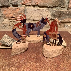 Vintage 1980s-1990s Tayart Collection Series Petroglyphs Enamel Metal Art on Sandstone Statues Like New with Tags
