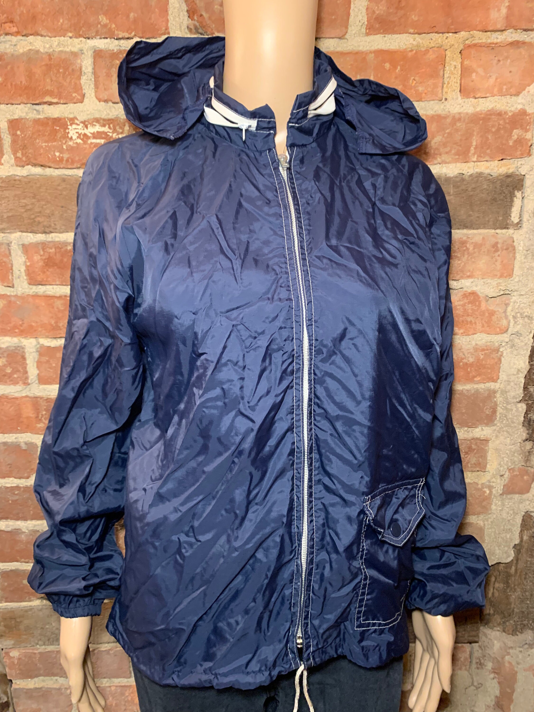 Vintage 1960s-1970s Sears Navy Blue Zip up Windbreaker Track