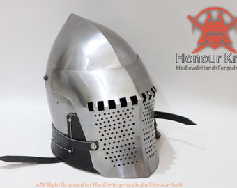 Steel Bascinet Helmet: Spoleto Style, HMB Combat Armour