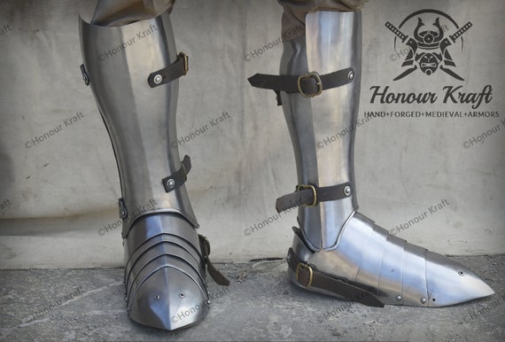Medieval Steel Greaves Armour Pair With 
