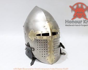 Steel Sugarloaf Helmet: Medieval Buhurt Armor, Full Contact Battle