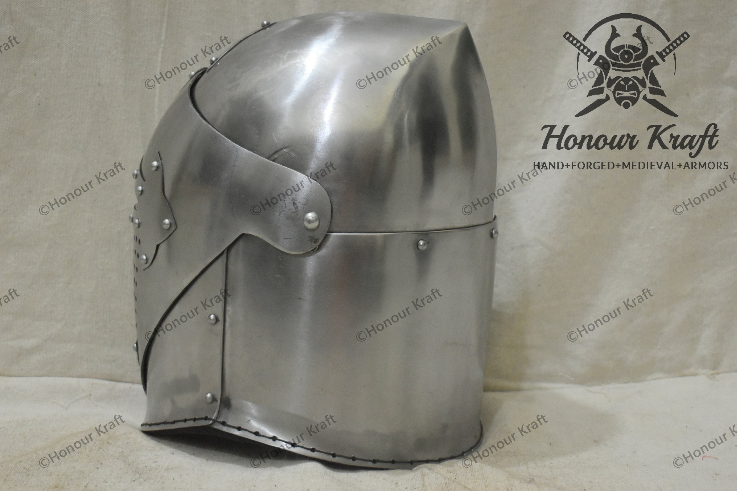 Custom SCA HMB 14 Gauge Steel Medieval Combat Bascinet Sugar Loaf Helmet Accessories Hats & Caps Helmets Military Helmets 