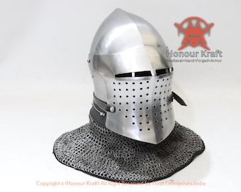 Spoleto-helm voor Buhurt/Behourd Combat - Bascinet met vizier Spoleto T-2