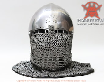 bascinet with cross for Buhurt steel helmet with cross medieval combat armor behourd medieval hard combat armor type 2 helmet