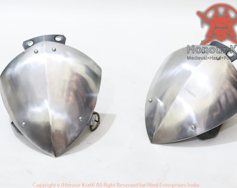 Pauldron Armor pair Steel Tear Drop Shoulder cops for Historical Buhurt Combat Reenactment