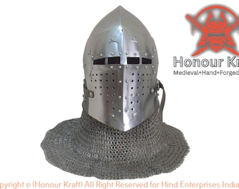 Medieval Steel Sugarloaf Helmet: SCA Buhurt Combat Armor