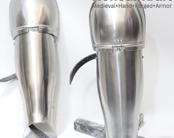 Custom Roman Leg Greaves Armor: SCA, HEMA, LARP - Steel Finish