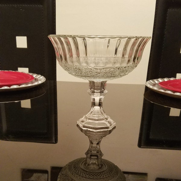 Glass Pedestal Vase, Wedding Centerpiece Vase, Floral Glass Vase, Wedding Decor