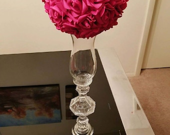 Floral Glass Vase Glass Pedestal Vase Wedding Centerpiece Etsy