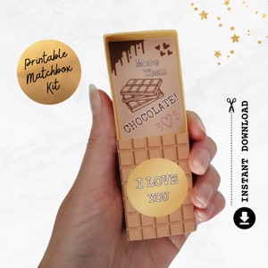 Ich liebe dich mehr als Schokolade druckbare Karte, 3D DIY Streichholzschachtel Handwerk, lustige Karte für ihn sie, Geburtstag Valentinstag Jahrestag Sofort Download