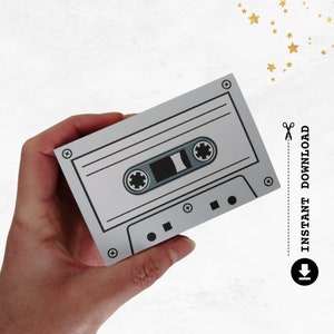 カセットテープギフトカードホルダー、レトロな印刷可能なテンプレート、DIYペーパークラフトキット、1980年代のパーティーの記念品、誕生日プレゼントのアイデア、デジタルダウンロード