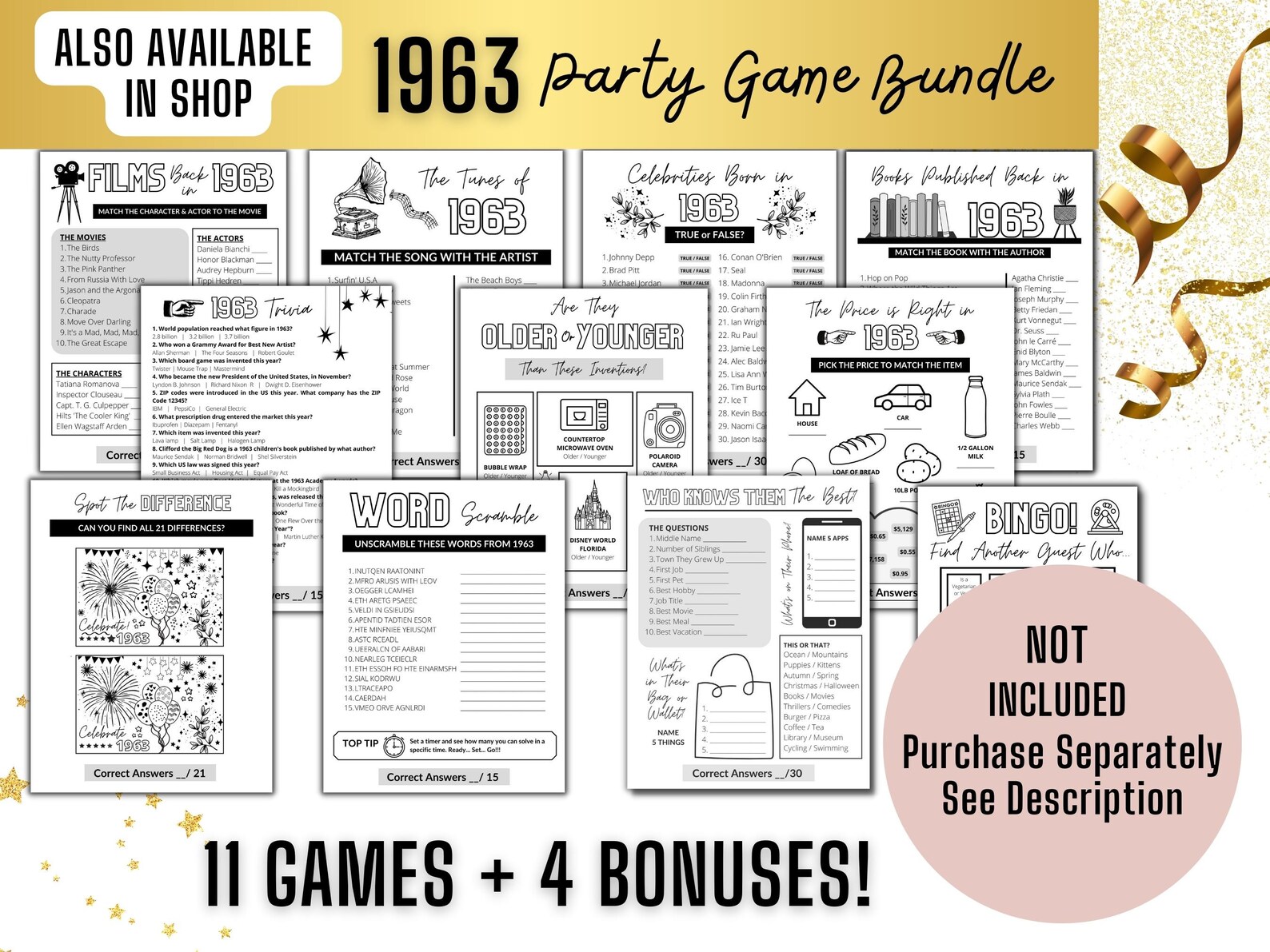 1963 Quiz Born in 1963 Print Trivia Printable Birthday Etsy UK