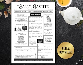 Halloween Newspaper Print | Magical Printable Halloween Poster | Spooky Decor | DIY Halloween Party Decor | Horror Gifts | Instant Download
