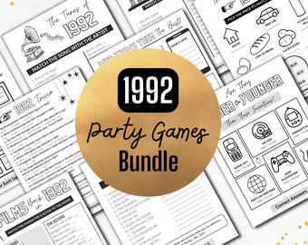 1992 Birthday PARTY GAMES Bundle | Born in 1992 32nd Birthday Games | Instant Download | Trivia Printable | BONUS Guest Book & Time Capsule