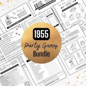 1955 Geburtstag PARTY SPIELE | Geboren 1955 70er Geburtstagsspiel Bundle | Sofortdownload | Trivia Printable | BONUS Gästebuch & Zeitkapsel