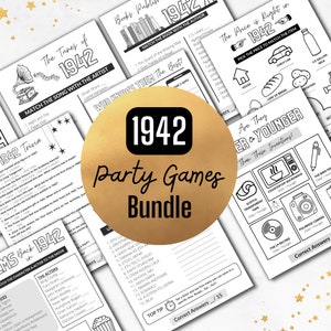 1942 Birthday PARTY GAMES | Born in 1942 83rd Birthday Game Bundle | Instant Download | Trivia Printable | BONUS Guest Book & Time Capsule