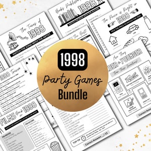1998 Birthday PARTY GAMES | Born in 1998 27th Birthday Game Bundle  | Instant Download | Trivia Printable | BONUS Guest Book & Time Capsule