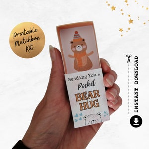 Umarmung für die Tasche | Süße Umarmung Karte | Geschenk zum Selbermachen | Ich denke an dich Geschenk | Streichholzschachtel Handwerk | PDF Pocket Hug Vorlage Sofortiger Download