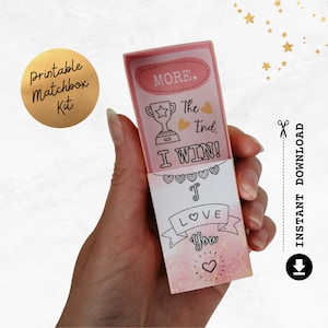Tarjeta imprimible "Te amo más" (el final) / Manualidad 3D con caja de cerillas / Tarjeta divertida para él y para ella / Cumpleaños, San Valentín, aniversario / Descarga instantánea en PDF