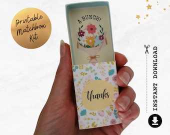 Thanks a Bunch Gift | Digital Printable Matchbox Kit | Work Friend Teacher Thank You Gift | Alternative Card | Craft Kit | Instant Download