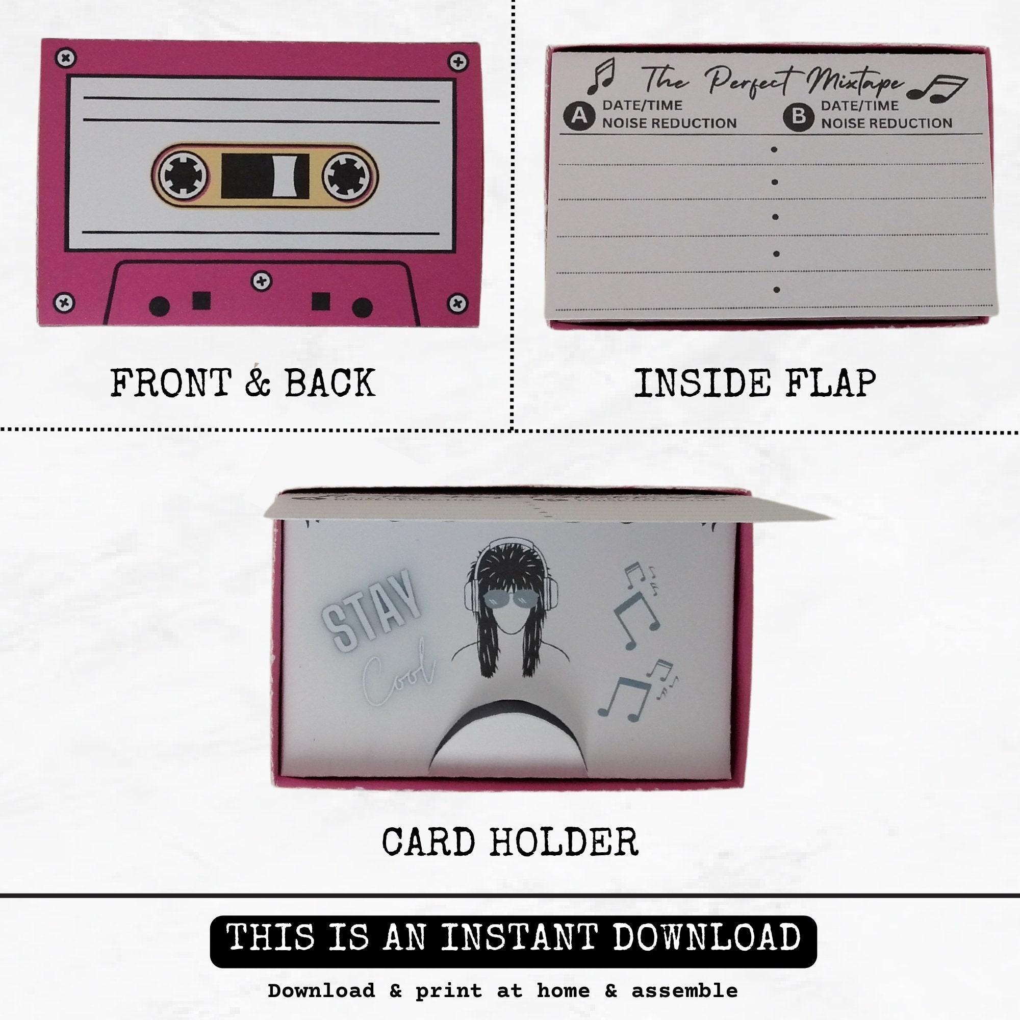 Cassette Tape Gift Card Holder Diy Gift Card Holder Pink PRINTABLE