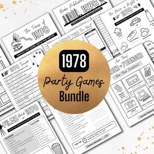 1978 Birthday PARTY GAMES | Born in 1978 47th Birthday Game Bundle | Instant Download | Trivia Printable | BONUS Guest Book & Time Capsule
