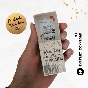 Viaje sorpresa a Praga / Tarjeta de anuncio de vacaciones imprimible / Idea de regalo para vacaciones / Aventura de fin de semana / Descarga instantánea en PDF