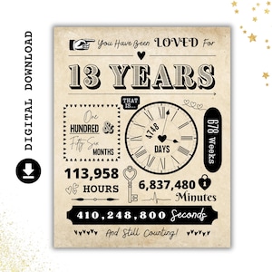 You Have Been Loved For 13 YEARS | 13th Birthday Printable Poster | Anniversary Party Sign | Birthday Party Decorations | INSTANT DOWNLOAD