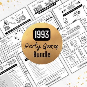 1993 Birthday PARTY GAMES | Born in 1993 32nd Birthday Game Bundle | Instant Download | Trivia Printable | BONUS Guest Book & Time Capsule