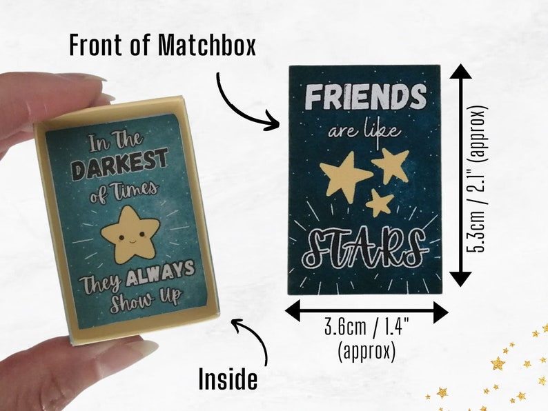 Les amis sont comme des étoiles Kit de boîte d'allumettes imprimable numérique Boîtes imprimables Carte alternative cadeau meilleur ami Kit d'artisanat Téléchargement instantané image 3