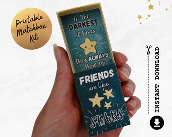 Friends Are Like Stars | Digital Printable Matchbox Kit | Printable Boxes | Best Friend Gift Alternative Card | Craft Kit | Instant Download