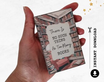 Book Gift Card Holder | Diy Gift Card Holder | PRINTABLE Matchbox | Gift Card in Matchbox | No Such As Thing Too Many Books DIGITAL DOWNLOAD
