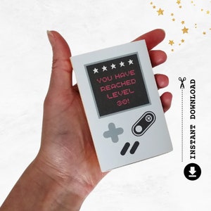 30th Birthday Retro Gift Card Holder, DIY Gamer Printable Template, Paper Craft Kit, 1980's Party Favor Box, Present Idea, DIGITAL DOWNLOAD