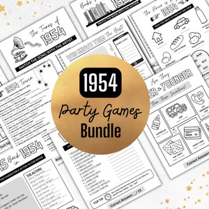 1954 Birthday PARTY GAMES | Born in 1954 71st Birthday Game Bundle | Instant Download | Trivia Printable | BONUS Guest Book & Time Capsule