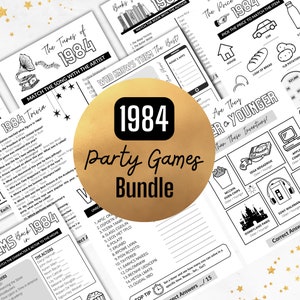 1984 Birthday PARTY GAMES | Born in 1984 41st Birthday Game Bundle | Instant Download | Trivia Printable | BONUS Guest Book & Time Capsule
