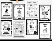 Halloween Posters Bundle | Black & White Gothic Aesthetic Prints | Halloween Party Decor | Witchy Spooky Wall Art | Digital INSTANT DOWNLOAD