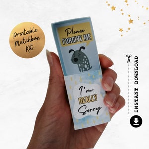Tarjeta de disculpas, tarjeta divertida de perdón para ella y él, perro triste, kit para hacer tarjetas de disculpas, tarjeta imprimible en 3D en PDF, descarga instantánea