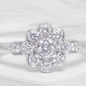 Vintage Daisy Diamond and 18k White 