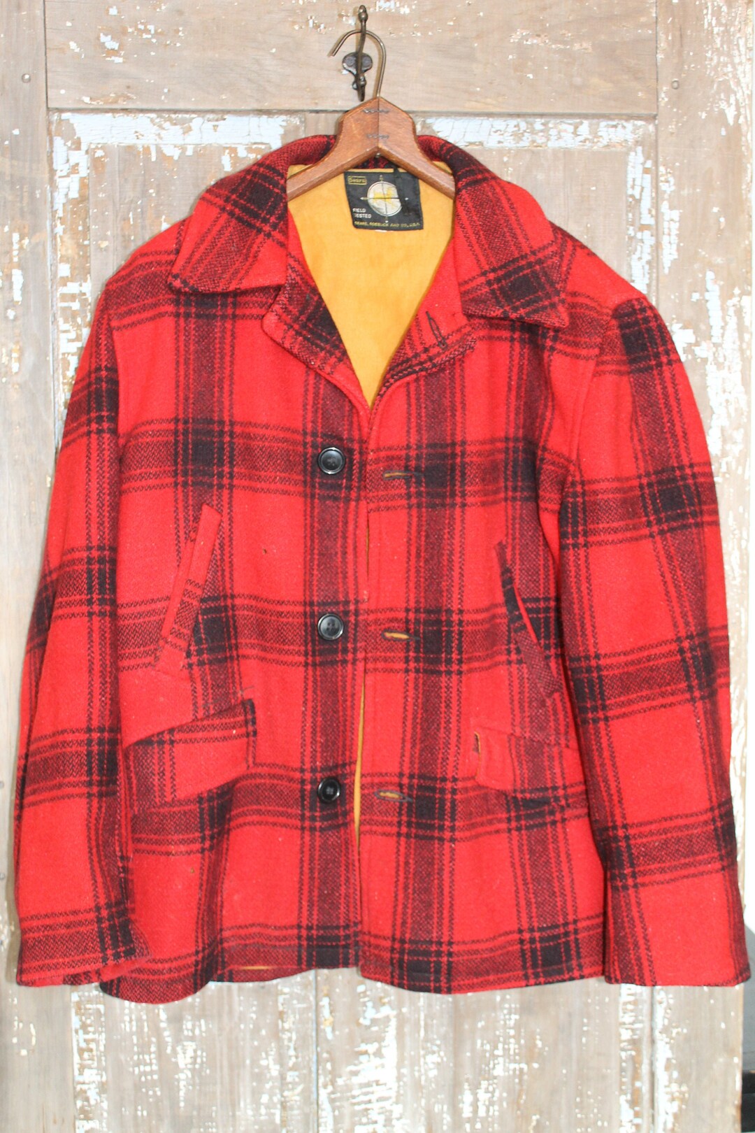 Sears Wool Plaid Hunting Jacket Men's Medium Etsy