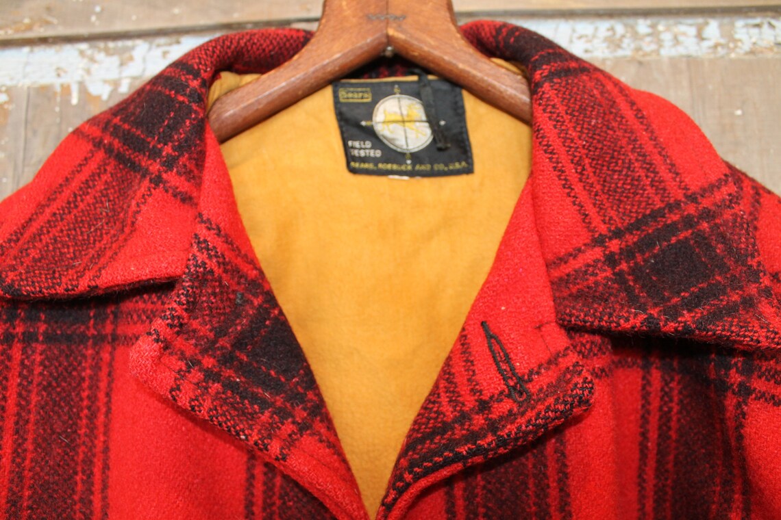 Sears Wool Plaid Hunting Jacket Men's Medium Etsy
